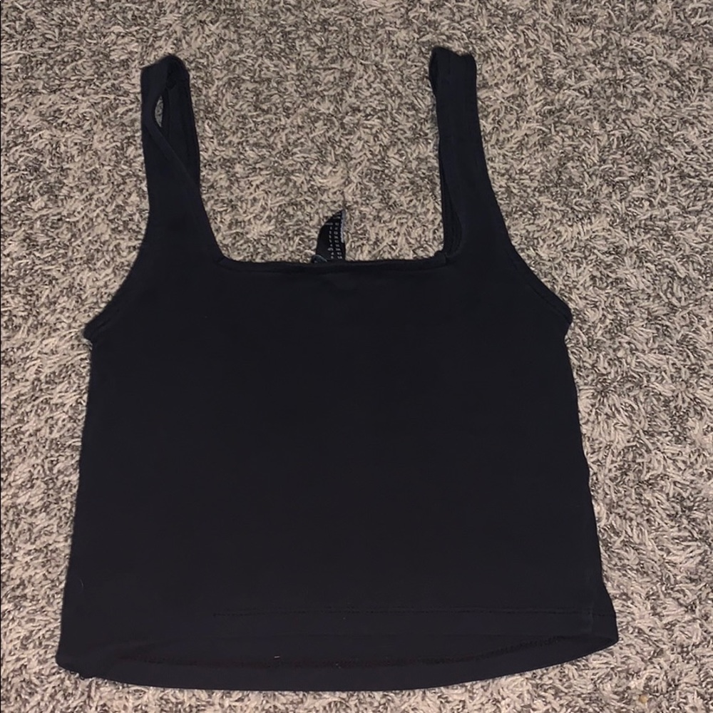 Black crop top tank top w/square neckline